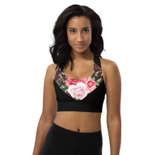 Lade das Bild in den Galerie-Viewer, Longline Sport-BH Red Roses Ansicht Vorne