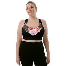 Lade das Bild in den Galerie-Viewer, Longline Sport-BH Red Roses Ansicht Vorne XL