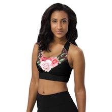 Lade das Bild in den Galerie-Viewer, Longline Sport-BH Red Roses Ansicht links