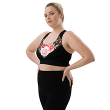 Lade das Bild in den Galerie-Viewer, Longline Sport-BH Red Roses Ansicht links XL