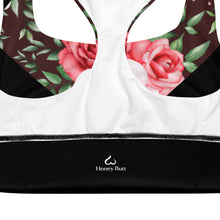 Lade das Bild in den Galerie-Viewer, Longline Sport-BH Red Roses Ansicht Innen Logo