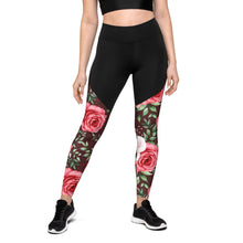 Lade das Bild in den Galerie-Viewer, Fanny Pack Leggings Red Roses Ansicht Front