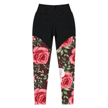 Lade das Bild in den Galerie-Viewer, Fanny Pack Leggings Red Roses Ansicht Oben